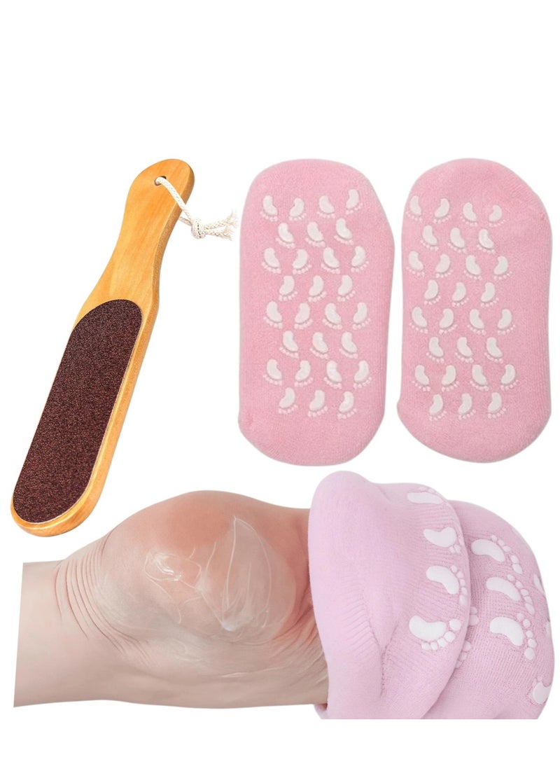 شي إن جوارب جل علاجية للترطيب + مبرد قدم مزدوج لإزالة الجلد الميت (متعدد الألوان) - Image 1