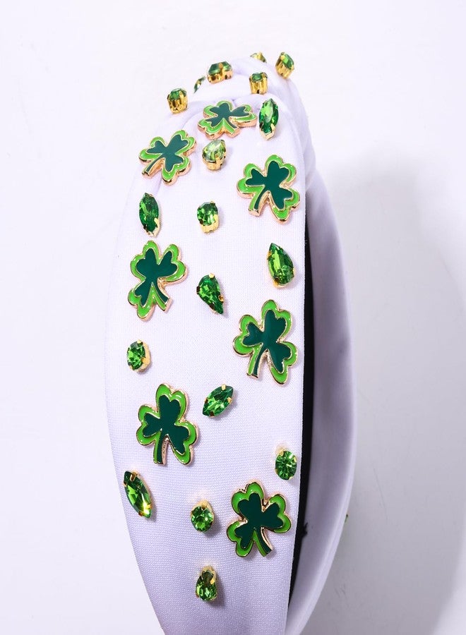 HZEYN St Patricks Headband Green Shamrock Hairband Jeweled Crystal Embellished Knotted Hairhoop Irish Costume Headwear Hair Accessories - Image 4