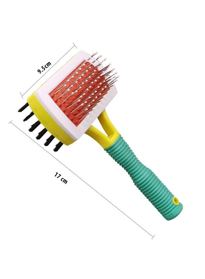 إيميلي بيتس فرشاة تنظيف الشعر ذات الوجهين للقطط والكلاب، مشط مستطيل الشكل للتدليك والعناية بالحيوانات الأليفة مزود بدبوس وشعيرات للفراء القصير والمتوسط والطويل - Image 2