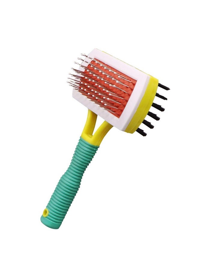 إيميلي بيتس فرشاة تنظيف الشعر ذات الوجهين للقطط والكلاب، مشط مستطيل الشكل للتدليك والعناية بالحيوانات الأليفة مزود بدبوس وشعيرات للفراء القصير والمتوسط والطويل - Image 1