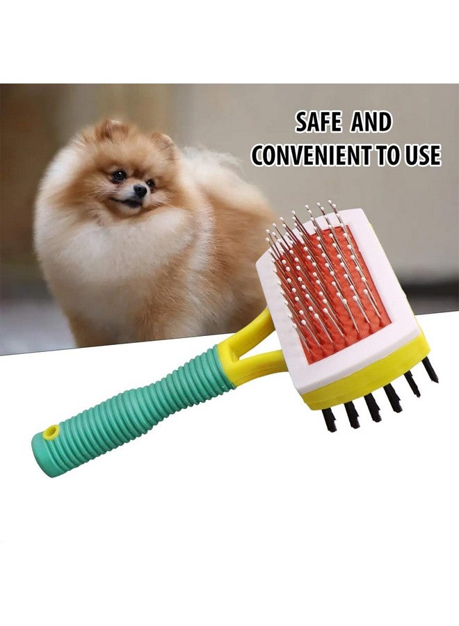 إيميلي بيتس فرشاة تنظيف الشعر ذات الوجهين للقطط والكلاب، مشط مستطيل الشكل للتدليك والعناية بالحيوانات الأليفة مزود بدبوس وشعيرات للفراء القصير والمتوسط والطويل - Image 4