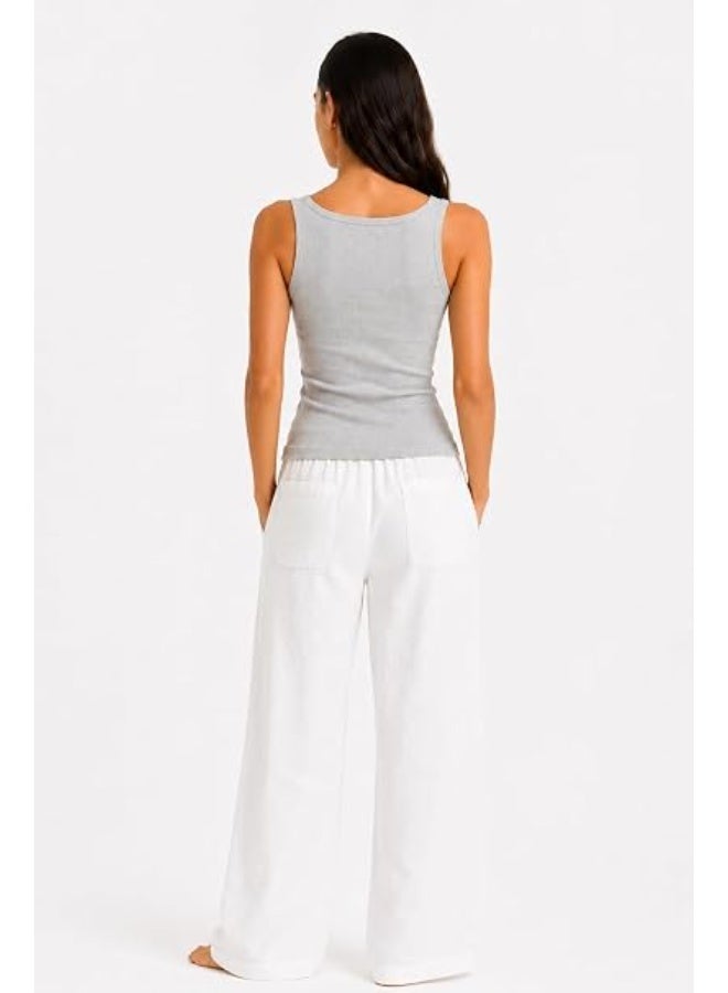 Nileton Women's Basic Ribbed Knit - Cotton Round Neck Tank Top - Slim Fit Sleeveless Stretchy Fitted Casual Everyday Tank - Image 2