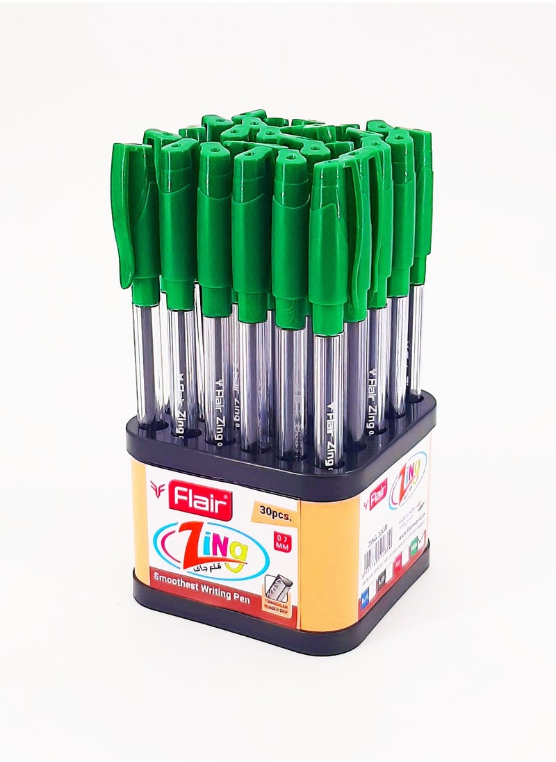 Flair - Zing Ball Pen Green Ink, Set of 30 Pcs - Image 1