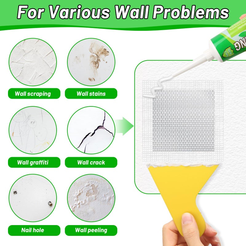 Mckanti 3 Pcs Drywall Repair Kit  Spackle Wall Repair Kit With Drywall Patch Kit For Dry Wall Hole Repair  Wall Mending Agent With 4 Pcs Drywall Patch  Sandpaper  Scraper For Wall Repair - Image 4
