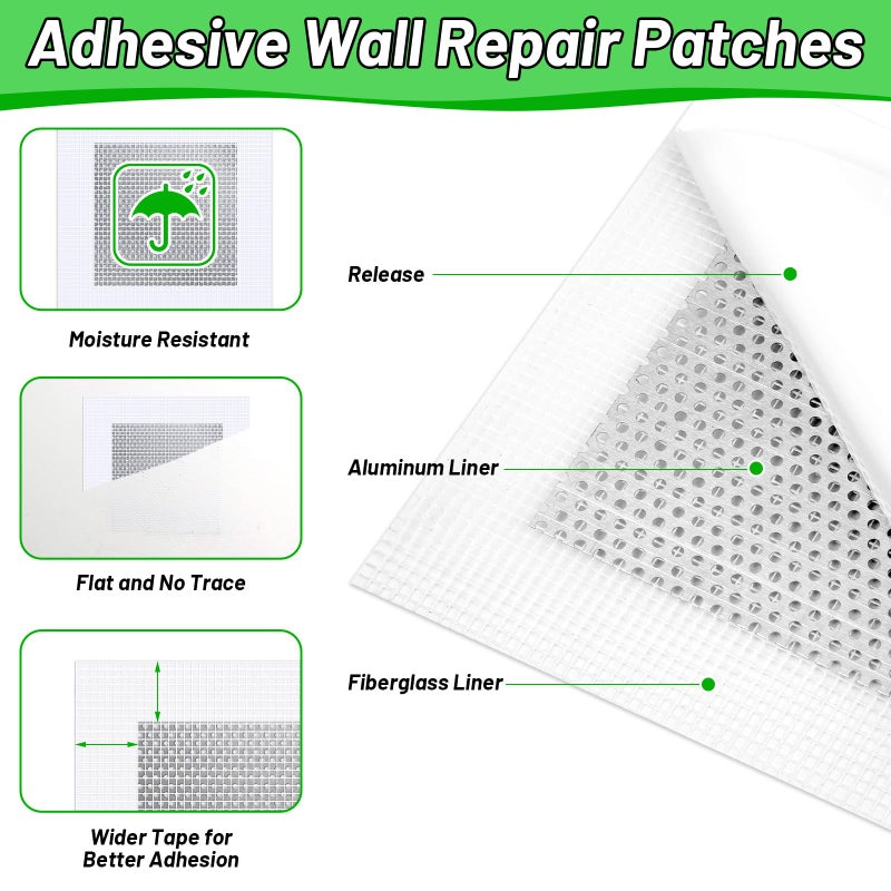 Mckanti 3 Pcs Drywall Repair Kit  Spackle Wall Repair Kit With Drywall Patch Kit For Dry Wall Hole Repair  Wall Mending Agent With 4 Pcs Drywall Patch  Sandpaper  Scraper For Wall Repair - Image 5