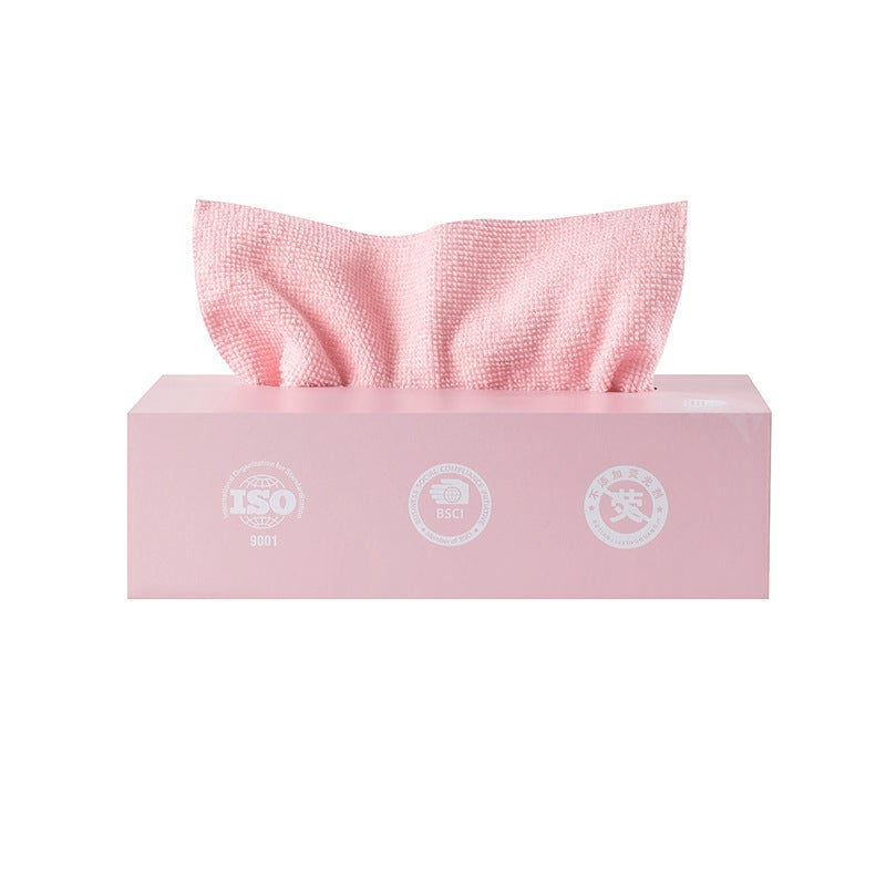 Generic Removable rag kitchen special absorbent non-lint lazy rag non-stick oil dish cloth disposable household wipe Cherry blossom powder/70 per box