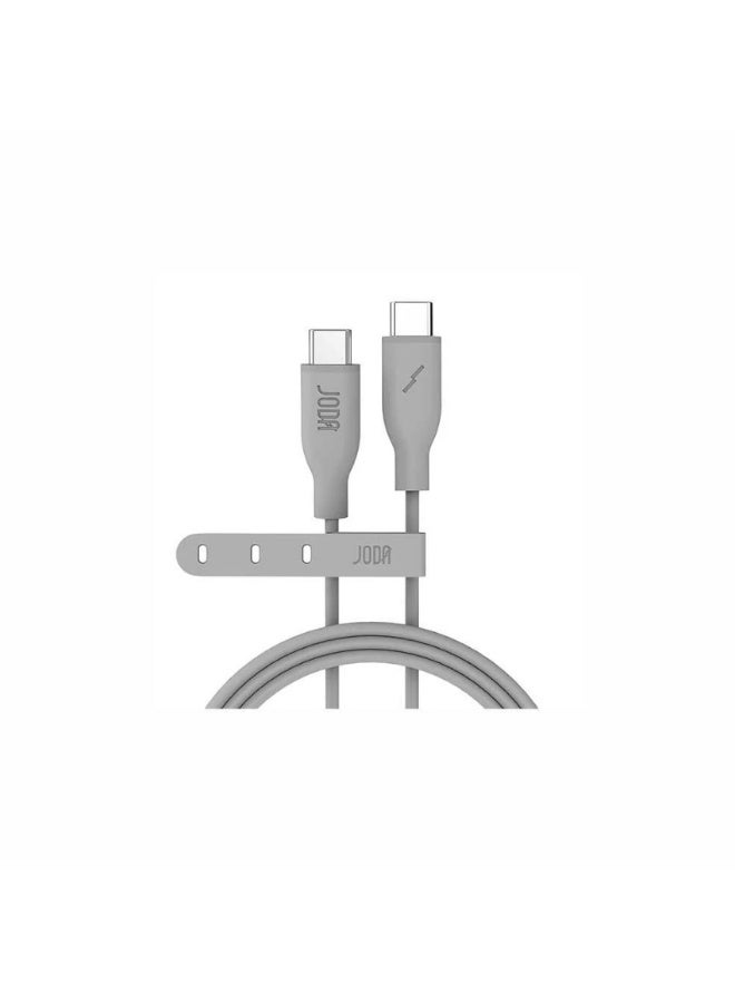 جودا سلك JODA سيليكون تايب سي الى تايب سي بقوة 60 واط بطول 1 متر - رمادي - Image 1