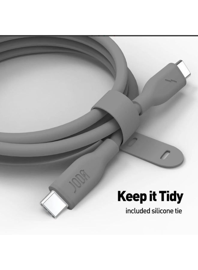 جودا سلك JODA سيليكون تايب سي الى تايب سي بقوة 60 واط بطول 1 متر - رمادي - Image 3