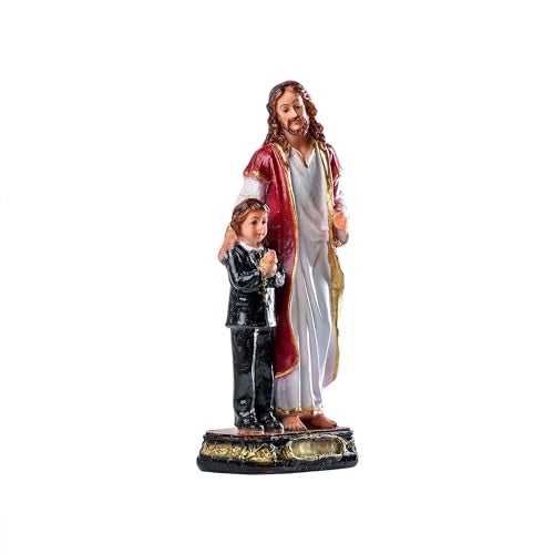 Newven Handcrafted First Holy Communion Gifts for Boys Jesus and Boy Statues Christian Home Decor Birth Day Gift God Idol Showpiece for Table Wall Figurine House Warming, Multicolour, 9 X 6 X 20 CM - Image 5