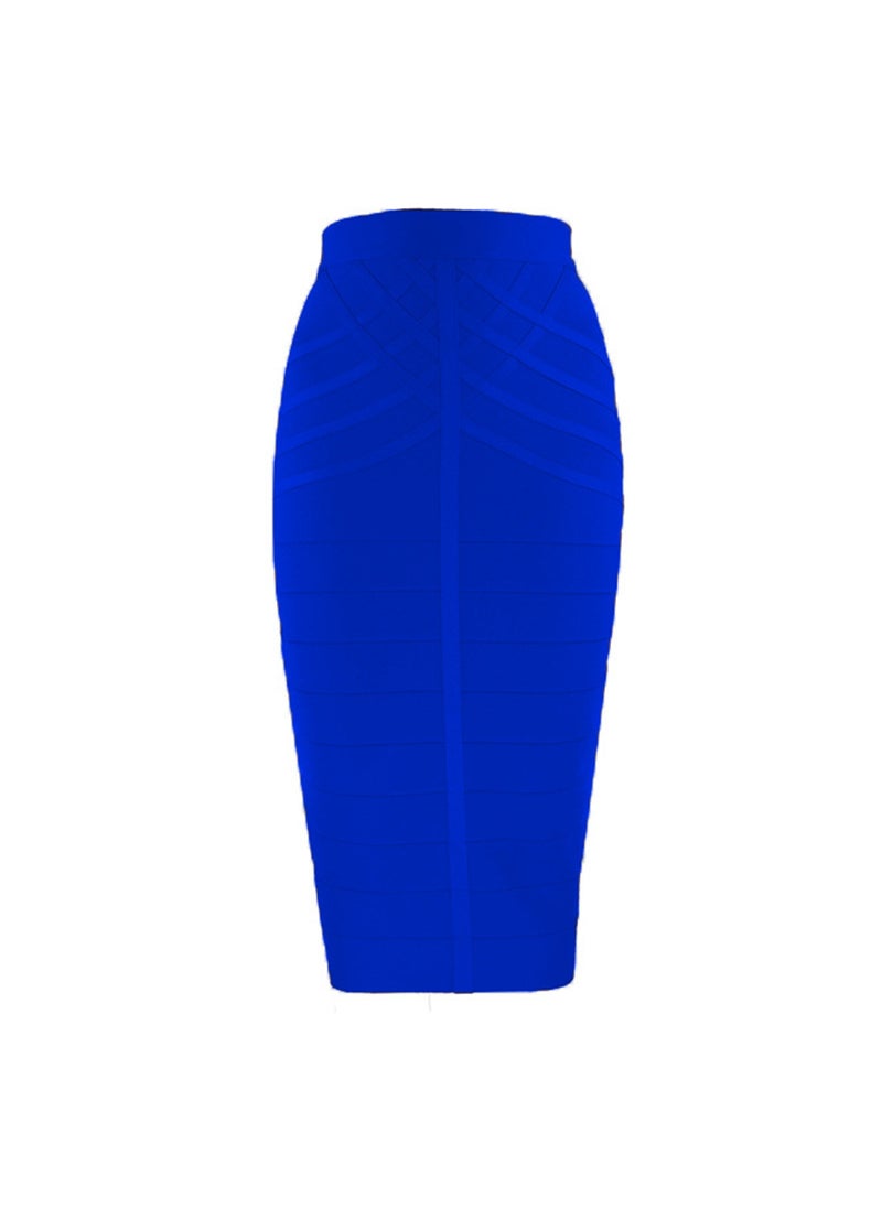 Generic - 2023 Fashionable Comfortable Simple Tied Skirt Bodycon Slims Smooths Your Silhouette Elastic Bodycon Skirt For Commuting Sapphire Blue - Image 1