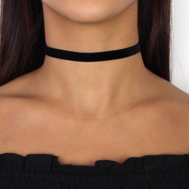 Zoestar Choker Necklace Black Velvet Collar Necklaces for Women(Gold) - Image 1