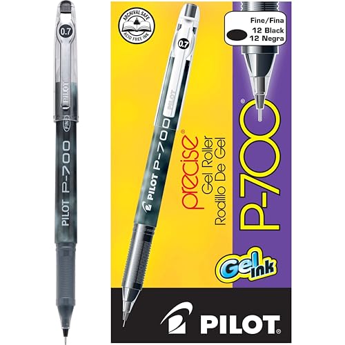 PILOT, Precise P-700 Gel Ink Rolling Ball Stick Pens, Marbled Barrel, Fine Point 0.7 mm, Black, Pack of 12 - Image 5