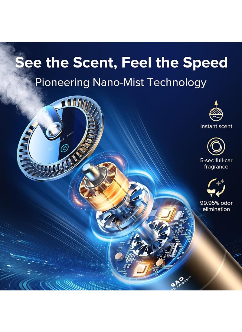ceeniu - Ceeniu Car Air Freshener, Odor Eliminator, Smart Nano Mist Fragrance, Auto ON/OFF, 120 Days Lifespan, Cologne Scent, Strong/Light Mode, Natural and Safe, Easy to Use, Black Matte Aluminum Alloy - Image 1