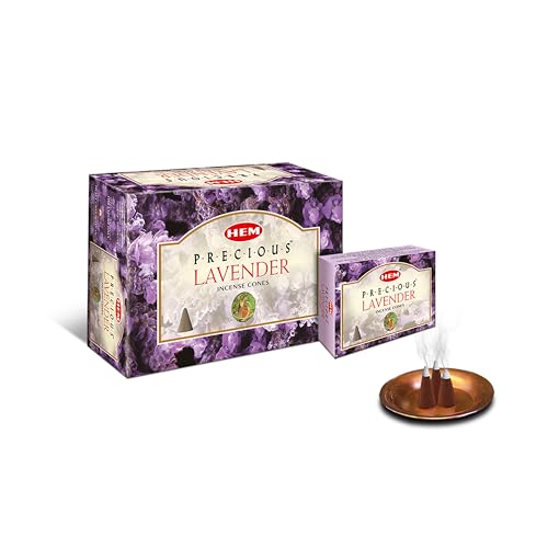 Hem Precious Lavender Incense Cones | Handcrafted Lavender Fragrance for Home Freshness, Positive Energy & Meditation | Low Smoke, Long-Lasting Aroma | Burns 25-30 Min | Pack of 12 (10 Cones Each) - Image 1