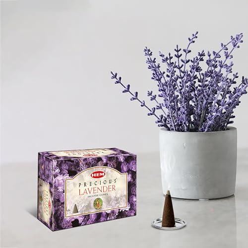 Hem Precious Lavender Incense Cones | Handcrafted Lavender Fragrance for Home Freshness, Positive Energy & Meditation | Low Smoke, Long-Lasting Aroma | Burns 25-30 Min | Pack of 12 (10 Cones Each) - Image 2