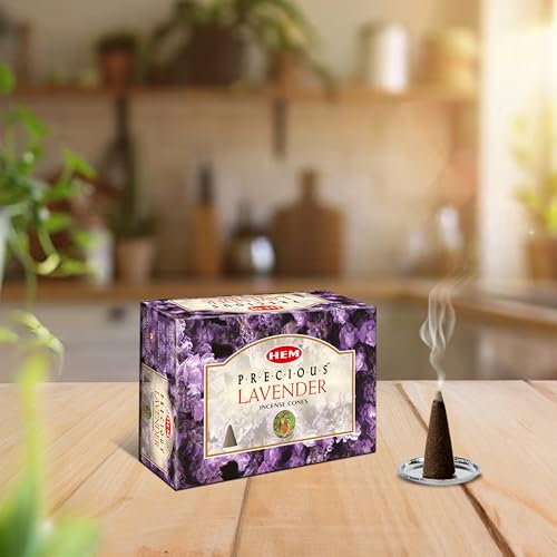 Hem Precious Lavender Incense Cones | Handcrafted Lavender Fragrance for Home Freshness, Positive Energy & Meditation | Low Smoke, Long-Lasting Aroma | Burns 25-30 Min | Pack of 12 (10 Cones Each) - Image 3