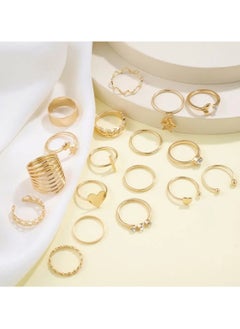 Huitich Elegant 18-Piece Gold Colour Ring Set  Trendy & Versatile Fashion Jewelry Collection  - Image 4