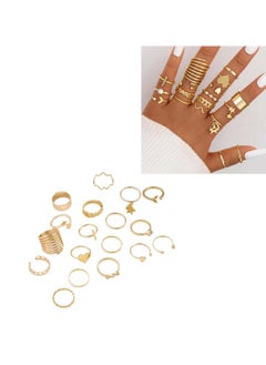 Huitich Elegant 18-Piece Gold Colour Ring Set  Trendy & Versatile Fashion Jewelry Collection  - Image 1