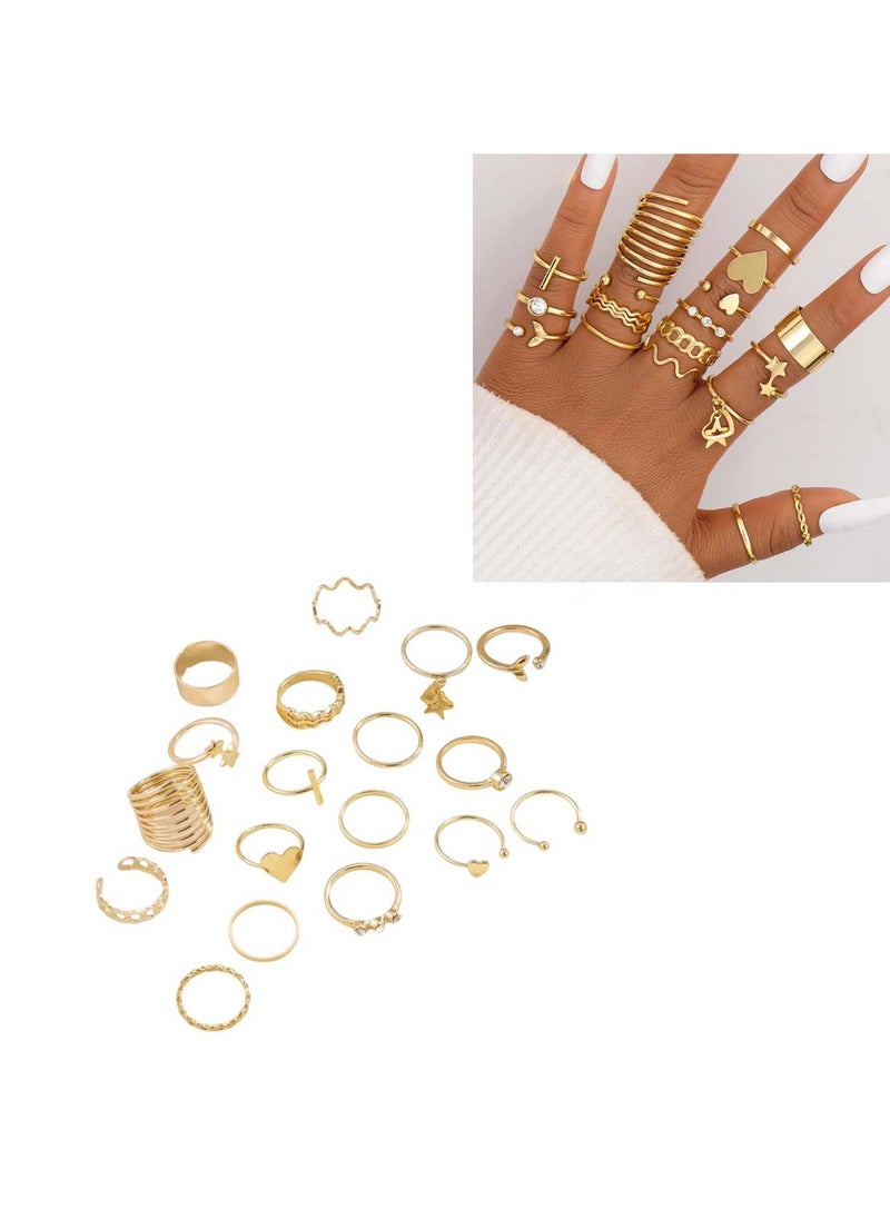 Huitich - Elegant 18-Piece Gold Colour Ring Set  Trendy & Versatile Fashion Jewelry Collection - Image 1