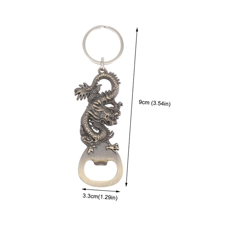 Dragon Shape Zinc Alloy Beer Bottle Opener Keychain For Men Car Keyring Pendant - Image 3