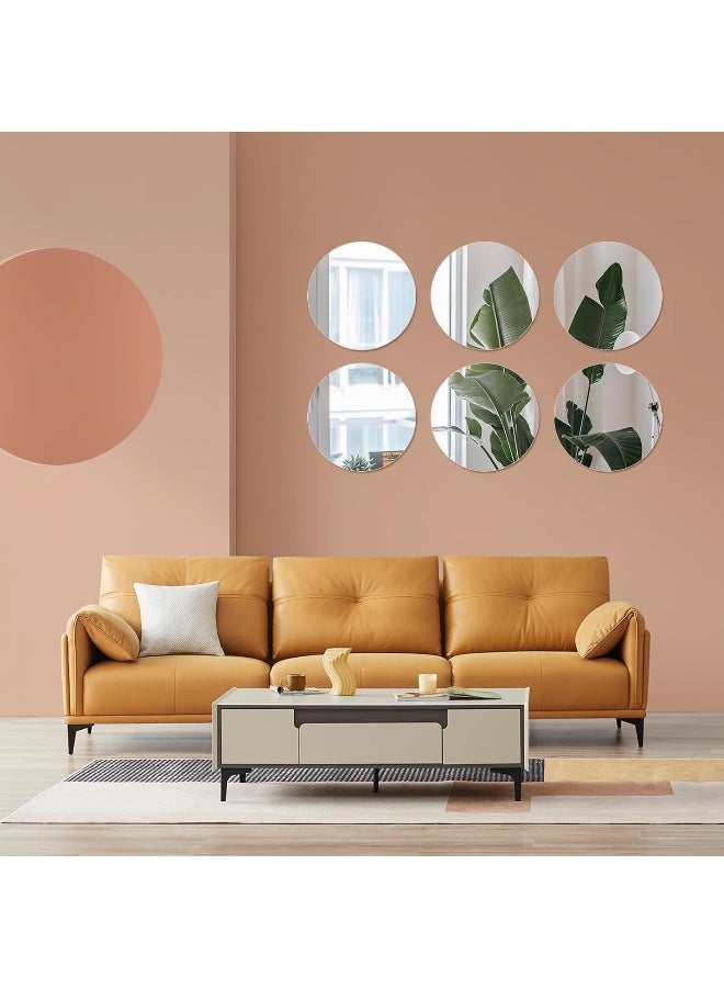 TPGP 10Pcs Round Wall Mirror Self Adhesive Mirror 20cm Large Acrylic Wall Mirror Non Glass Mirror Circle Mirror Makeup Frameless Mirror Sticker Decorative for Bathroom Bedroom Living Room Door  - Image 4