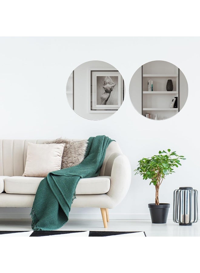 TPGP 10Pcs Round Wall Mirror Self Adhesive Mirror 20cm Large Acrylic Wall Mirror Non Glass Mirror Circle Mirror Makeup Frameless Mirror Sticker Decorative for Bathroom Bedroom Living Room Door  - Image 3
