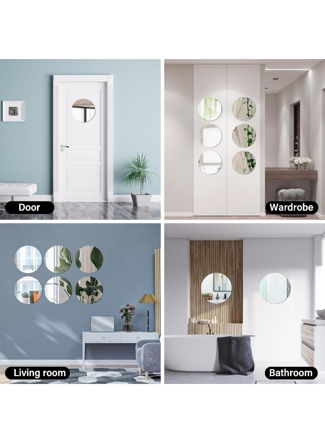 TPGP 10Pcs Round Wall Mirror Self Adhesive Mirror 20cm Large Acrylic Wall Mirror Non Glass Mirror Circle Mirror Makeup Frameless Mirror Sticker Decorative for Bathroom Bedroom Living Room Door  - Image 5