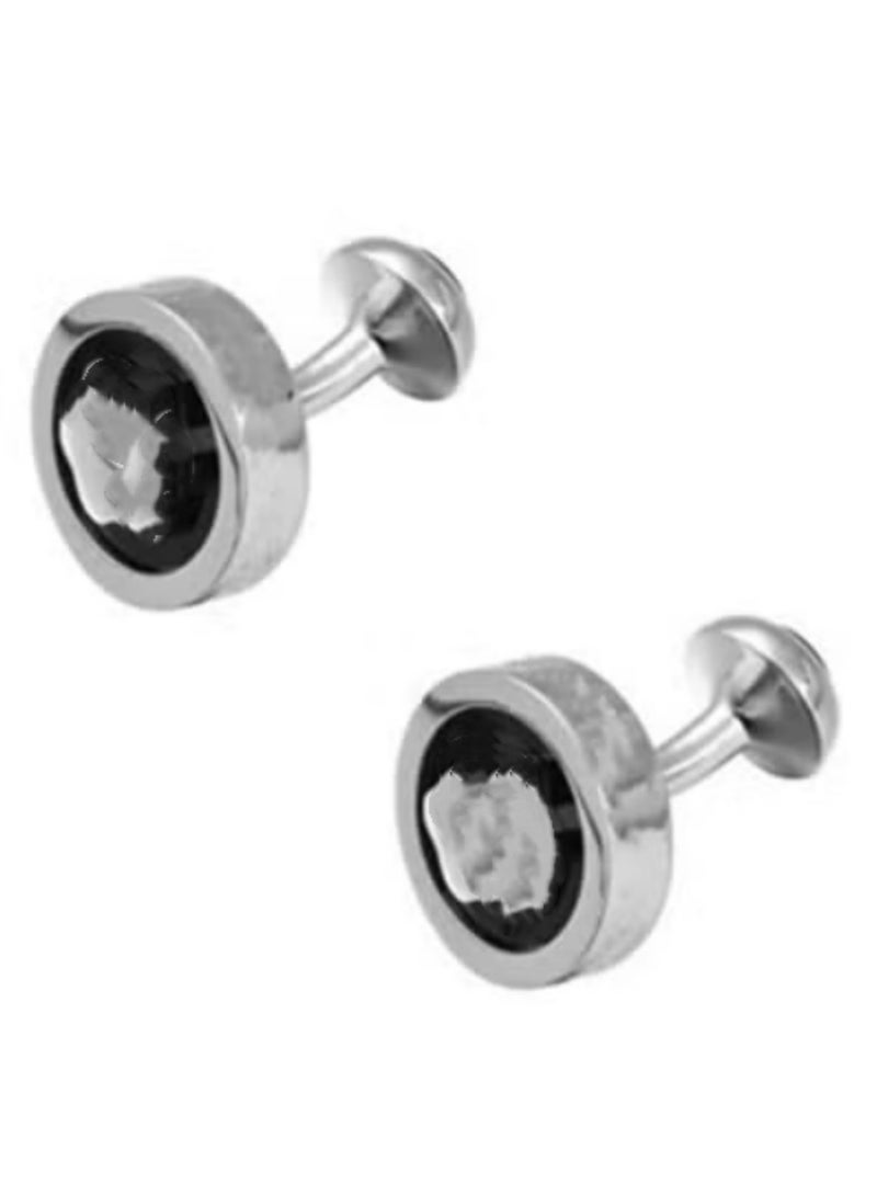 1Pair elegant Stainless Steel Cufflinks for Men - Perfect Gift for Groom, Father, Husband, or Boyfriend - Secure T-Closure, Handmade Design for Formal & Casual Occasions sliver - Image 1