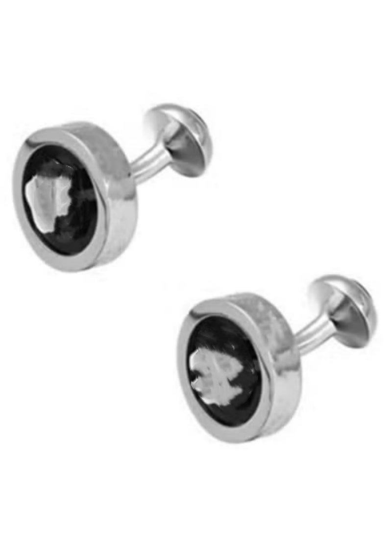 1Pair elegant Stainless Steel Cufflinks for Men - Perfect Gift for Groom, Father, Husband, or Boyfriend - Secure T-Closure, Handmade Design for Formal & Casual Occasions sliver - Image 3