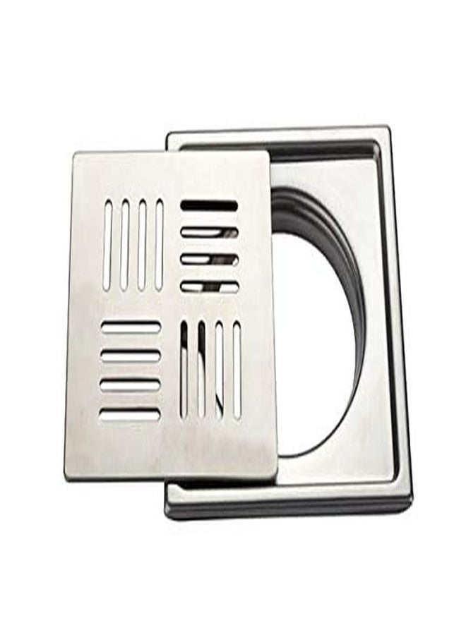 Kyoto Stainless Steel Grating Flora Trap Plain Drain Cover/Jali For Bathroom And Kitchen (5"X5"), ?13 Centimeters - Image 1