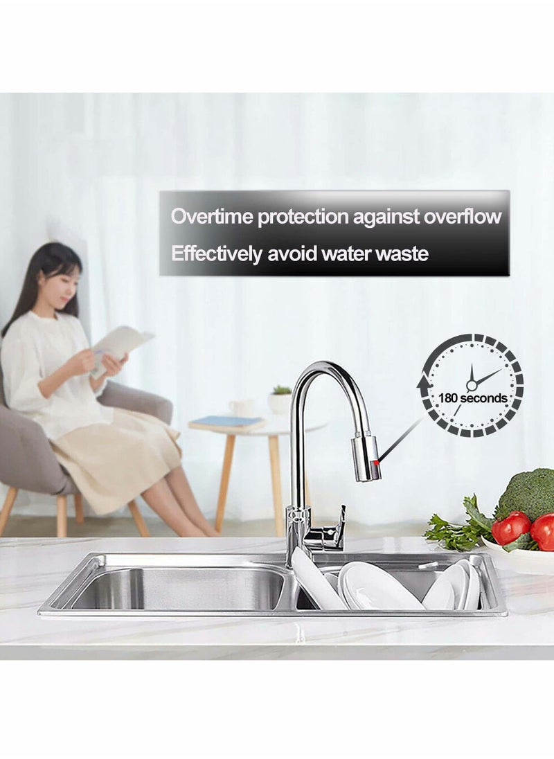 Touchless Faucet Adapter for Kitchen Bathroom, Universal Standards Thread Automatic Smart Faucet, IPX6 Waterproof Smart Faucet Water-Saving Sensor, Chrome Style for High Spout Faucet