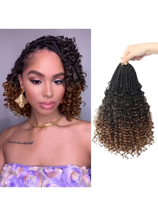 Julen 8 Packs Boho Box Crochet Braids Pre Looped with Curly Ends 8 Inch Goddess Bohemian Box Crochet Hair for Black Women Synthetic 3X Boho Braids Crochet Hair Extensions Pre Looped 1B430 - Image 1
