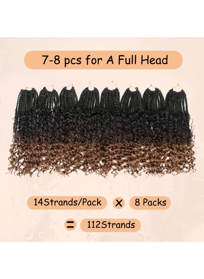 Julen 8 Packs Boho Box Crochet Braids Pre Looped with Curly Ends 8 Inch Goddess Bohemian Box Crochet Hair for Black Women Synthetic 3X Boho Braids Crochet Hair Extensions Pre Looped 1B430 - Image 4