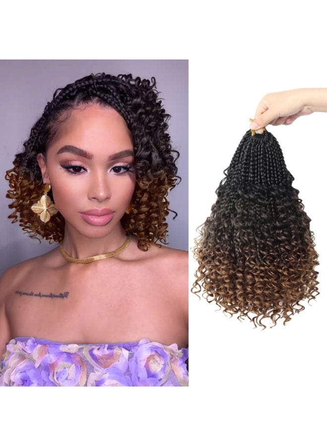Julen 8 Packs Boho Box Crochet Braids Pre Looped with Curly Ends 8 Inch Goddess Bohemian Box Crochet Hair for Black Women Synthetic 3X Boho Braids Crochet Hair Extensions Pre Looped 1B430 - Image 2