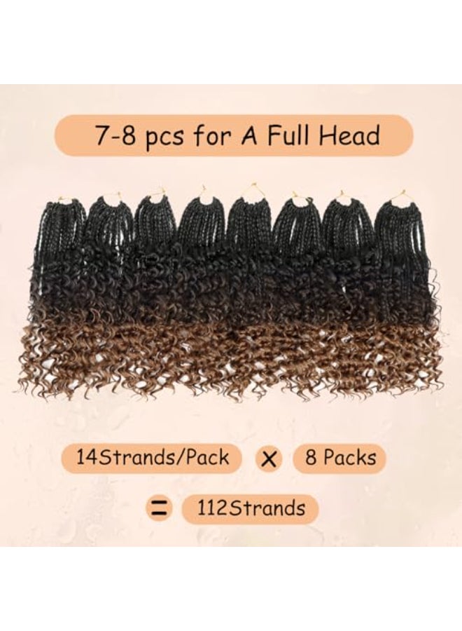 Julen 8 Packs Boho Box Crochet Braids Pre Looped with Curly Ends 8 Inch Goddess Bohemian Box Crochet Hair for Black Women Synthetic 3X Boho Braids Crochet Hair Extensions Pre Looped 1B430 - Image 3