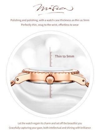 Ladies' Watch Slim Ceramic Strap Iridescent Mother-of-Pearl Dial High-Hardness Coated Mirror Luminous Calendar Waterproof Student Watch - view 3
