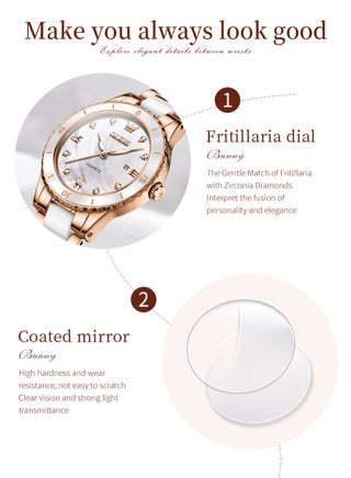 Ladies' Watch Slim Ceramic Strap Iridescent Mother-of-Pearl Dial High-Hardness Coated Mirror Luminous Calendar Waterproof Student Watch - view 4