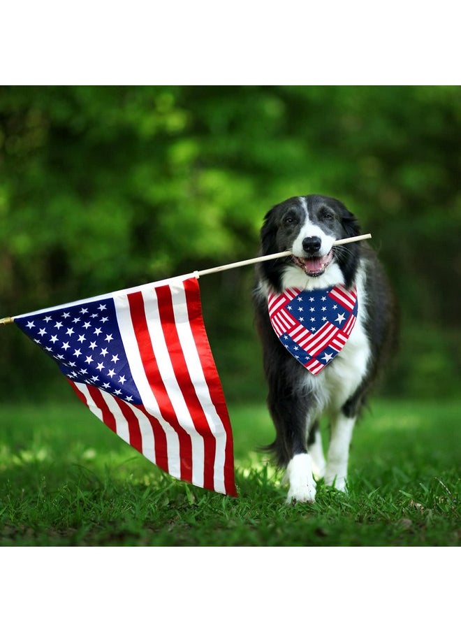 Whaline Whaline 4th of July Dog Bandanas 4 Pack Patriotic Stars and Stripes Triangle Bibs Red Blue American Flag Pet Scarf Washable Pet Neckerchief Pet Costume Accessories for Independence Day Cat Dog Decor  - Image 3