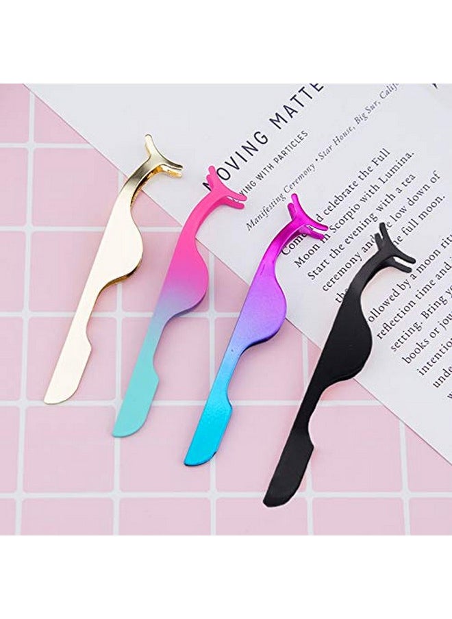 False Eyelashes Applicator Tool Eyelash Extension Tweezers Remover Clip Tweezers Nipper (Pink To Blue)