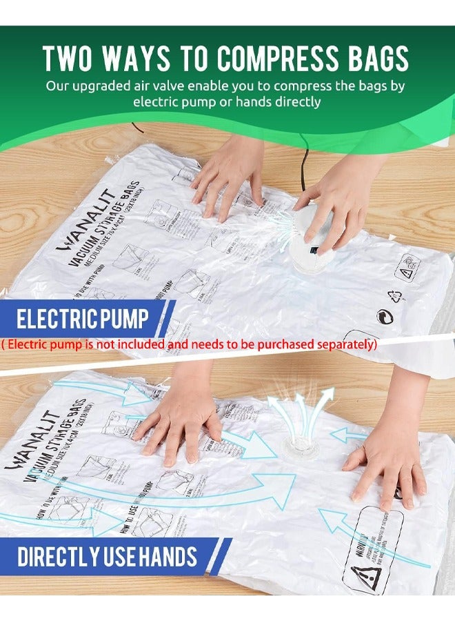 12 Pcs Premium Vacuum Storage Bags 80% More Storage (3 x Jumbo 3 x Large 3 x Medium 3 x Small) Double Zip Seal for Duvets Bedding Pillows Clothes Compression Bag (XL + L + M + S) - Image 3