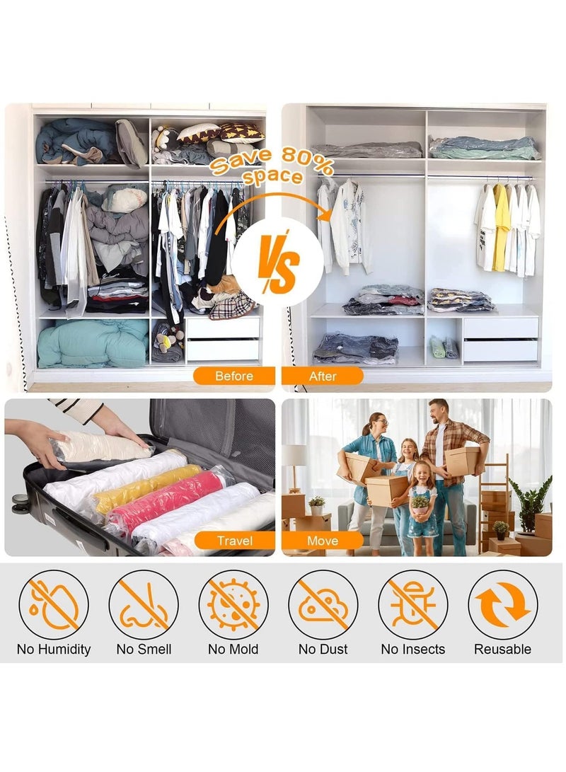 12 Pcs Premium Vacuum Storage Bags 80% More Storage (3 x Jumbo 3 x Large 3 x Medium 3 x Small) Double Zip Seal for Duvets Bedding Pillows Clothes Compression Bag (XL + L + M + S) - Image 4