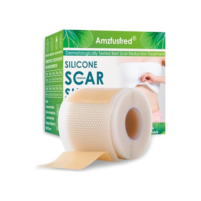 Updated Silicone Scar Tape, Silicone Scar Sheets Scar Sheets for Surgical Scars Reusable Silicone Scar Strip For Surgical C-SectionTummy Tuck Keloid Scars BurnAcne Removal (1.6"X 59" Roll-1.5M)