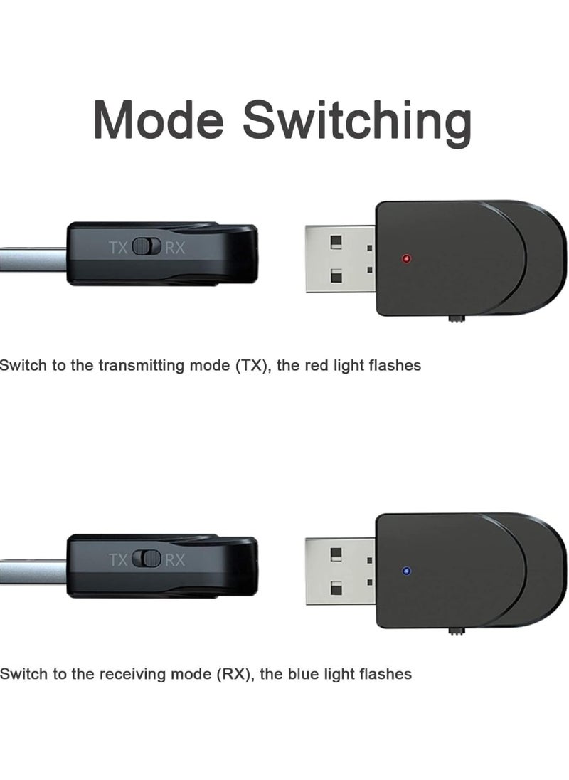 Rock Pow - Bluetooth 5.0 Adapter Aux to Bluetooth Converter Usb to Bluetooth Receiver Plug and Play Bluetooth Bluetooth Transmitter Receiver Bluetooth Audio Connectivity USB Audio Receiver for Pc/Tv/Car - Image 1