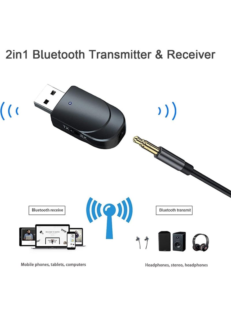 Rock Pow - Bluetooth 5.0 Adapter Aux to Bluetooth Converter Usb to Bluetooth Receiver Plug and Play Bluetooth Bluetooth Transmitter Receiver Bluetooth Audio Connectivity USB Audio Receiver for Pc/Tv/Car - Image 1