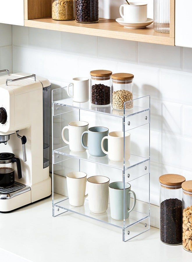 BestYiJo 3-Tier Coffee Station Organizer Countertup - Spacious Acrylic Storage Shelf for Coffee Bar & Kitchen, Holds Mugs, Beans, Syrups, Cups, Stirrers - Compact & Durable Design - Image 4