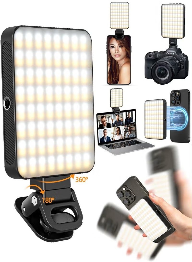 Magnetic Photography Light Clip on Phone Laptop,Video Light,Portable LED Camera Fill Light Panel,Pocket LED Phone Light,Dimmable 3 Lighting Effects,Rechargeable LED Lighting for Video Conference,Tik - Image 1
