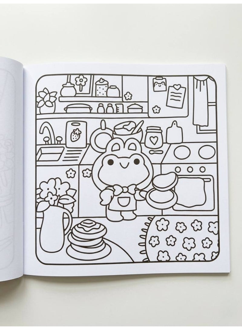 Cozy Nature Frog Coloring Book for Kids & Adults - Cute Relaxing Art Therapy Pages, 20x20cm, 24 Pages - Image 5