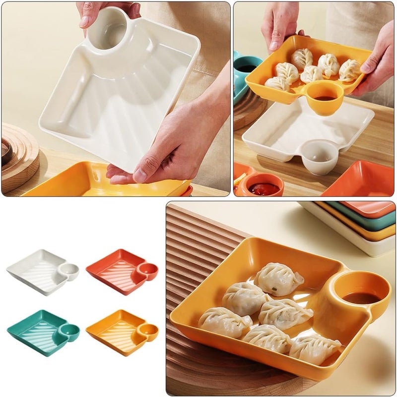 ABOOFAN Plastic Food Plates and Dumpling Serving Dishes Square Pp Snack Plates in 4 Colors Sturdy for Home Dining and Sushi Snacks Reusable Tableware Set - Image 2