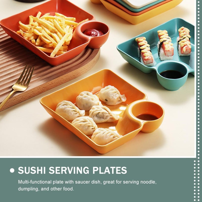 ABOOFAN Plastic Food Plates and Dumpling Serving Dishes Square Pp Snack Plates in 4 Colors Sturdy for Home Dining and Sushi Snacks Reusable Tableware Set - Image 5