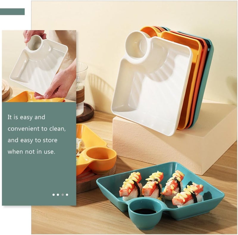 ABOOFAN Plastic Food Plates and Dumpling Serving Dishes Square Pp Snack Plates in 4 Colors Sturdy for Home Dining and Sushi Snacks Reusable Tableware Set - Image 4